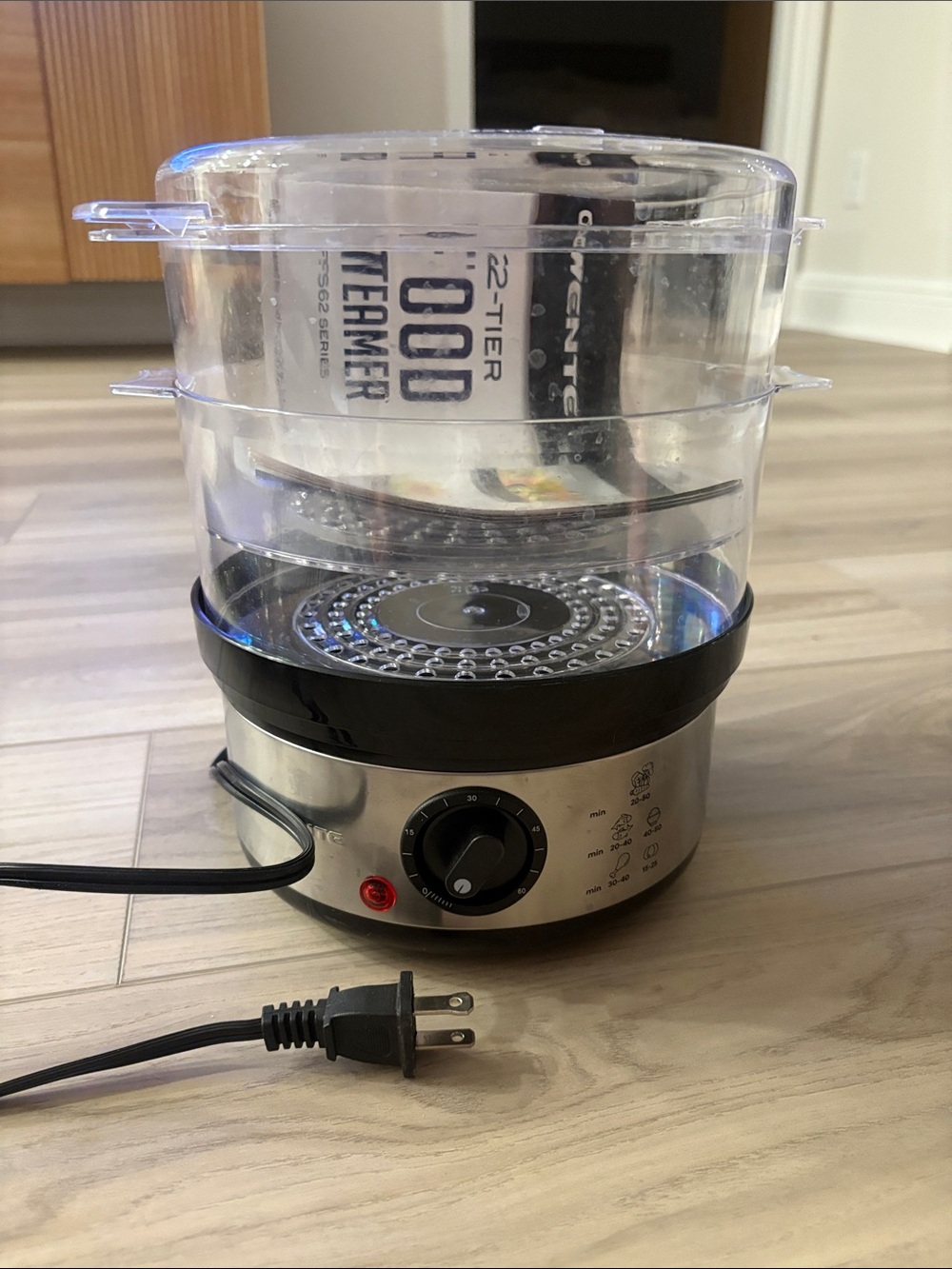 Clear/Black 2-Tier Electric Food Steamer